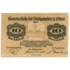 Банкнота 10 геллеров 1919 года Австрия — Сен-Пёлтен (нотгельд)