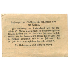 Банкнота 10 геллеров 1919 года Австрия — Сен-Пёлтен (нотгельд) (вид 2)