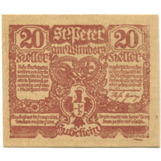 Банкнота 20 геллеров 1921 года Австрия  — Санкт-Петер-на-Вимберге (нотгельд) (реверс)