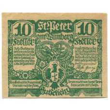 Банкнота 10 геллеров 1921 года Австрия  — Санкт-Петер-на-Вимберге (нотгельд) (реверс)