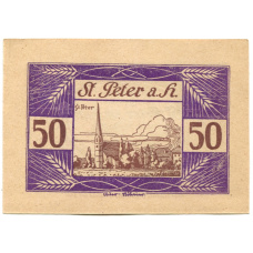 Банкнота 50 геллеров 1920 года Австрия  — Санкт-Петер-на-Вимберге (нотгельд) (аверс)