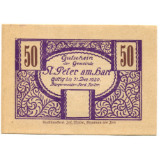 Банкнота 50 геллеров 1920 года Австрия  — Санкт-Петер-на-Вимберге (нотгельд) (реверс)
