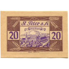 Банкнота 20 геллеров 1920 года Австрия  — Санкт-Петер-на-Вимберге (нотгельд) (аверс)