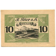 Банкнота 10 геллеров 1920 года Австрия  — Санкт-Петер-на-Вимберге (нотгельд)