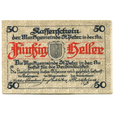 Банкнота 50 геллеров 1920 года Австрия  — Санкт-Петер-ин-дер-Ау (нотгельд) (реверс)