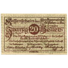 Банкнота 20 геллеров 1920 года Австрия  — Санкт-Петер-ин-дер-Ау (нотгельд) (реверс)