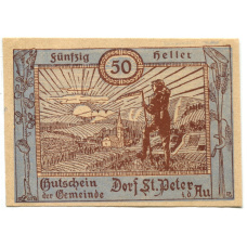 Банкнота 50 геллеров 1920 года Австрия  — Санкт-Петер-ин-дер-Ау (нотгельд) (аверс)