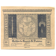 Банкнота 10 геллеров 1920 года Австрия — Санкт -Пёльтен (нотгельд) (реверс)