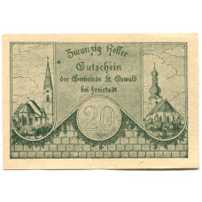 Банкнота 20 геллеров 1920 года Австрия — Санкт-Освальд (нотгельд) (аверс)