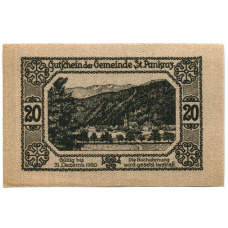 Банкнота 20 геллеров 1920 года Австрия — Санкт-Панкранц (нотгельд) (реверс)