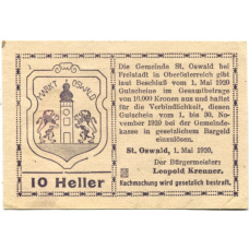 Банкнота 10 геллеров 1920 года Австрия — Санкт-Освальд (нотгельд) (вид 2)