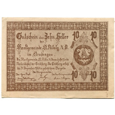 Банкнота 10 геллеров 1920 года Австрия — Санкт-Никола на Дунае (нотгельд)