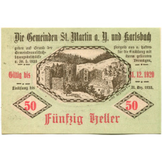 Банкнота 50 геллеров 1920 года Австрия — Санкт-Мартин-Карлсбах (нотгельд) (вид 2)