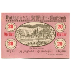 Банкнота 20 геллеров 1920 года Австрия — Санкт-Мартин-Карлсбах (нотгельд) (вид 2)