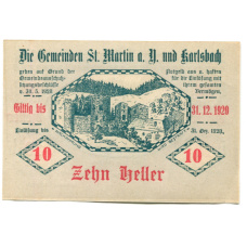 Банкнота 10 геллеров 1920 года Австрия — Санкт-Мартин-Карлсбах (нотгельд)