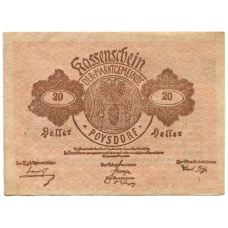 Банкнота 20 геллеров 1920 года Австрия — Пойсдорф (нотгельд) (аверс)