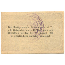 Банкнота 50 геллеров 1920 года Австрия — Поттенштайн (нотгельд) (реверс)