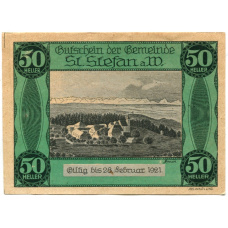 Банкнота 50 геллеров 1920 года Австрия — Санкт-Штефан в Вальде (нотгельд)