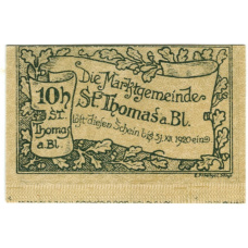Банкнота 10 геллеров 1920 года Австрия — Санкт-Томас-ам-Блазенштайн (нотгельд)