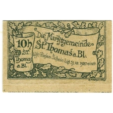 Банкнота 10 геллеров 1920 года Австрия — Санкт-Томас-ам-Блазенштайн (нотгельд)