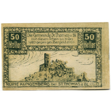 Банкнота 50 геллеров 1920 года Австрия — Санкт-Томас-ам-Блазенштайн (нотгельд)
