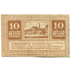 Банкнота 10 геллеров 1920 года Австрия — Санкт-Валентин (нотгельд) (вид 2)