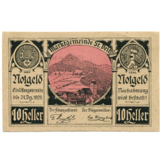 Банкнота 10 геллеров 1920 года Австрия — Санкт-Файт-ан-дер-Гёльзен (нотгельд)