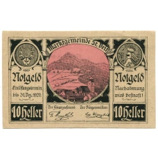 Банкнота 10 геллеров 1920 года Австрия — Санкт-Файт-ан-дер-Гёльзен (нотгельд) (аверс)