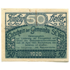 Банкнота 50 геллеров 1920 года Австрия — Санкт-Файт-им-Мюлькрайс (нотгельд) (вид 2)