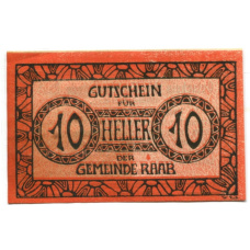 Банкнота 10 геллеров 1920 года Австрия — Рааб (нотгельд)