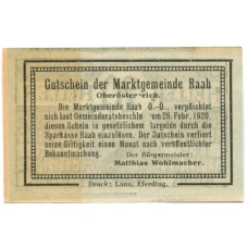 Банкнота 20 геллеров 1920 года Австрия — Рааб (нотгельд) (вид 2)