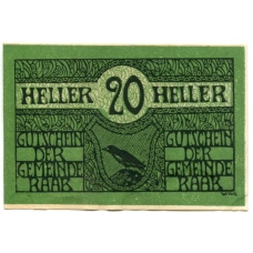Банкнота 20 геллеров 1920 года Австрия — Рааб (нотгельд)