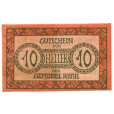 Банкнота 10 геллеров 1920 года Австрия — Рааб (нотгельд)