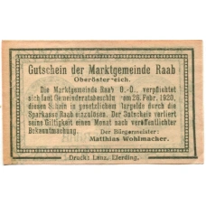Банкнота 10 геллеров 1920 года Австрия — Рааб (нотгельд) (вид 2)