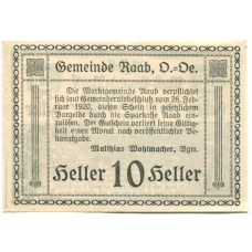 Банкнота 10 геллеров 1920 года Австрия — Рааб (нотгельд) (вид 2)
