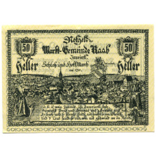 Банкнота 50 геллеров 1920 года Австрия — Рааб (нотгельд)