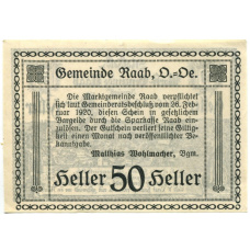 Банкнота 50 геллеров 1920 года Австрия — Рааб (нотгельд) (вид 2)