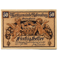 Банкнота 50 геллеров 1920 года Австрия — Рабенсбург (нотгельд)