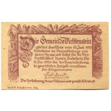 Банкнота 10 геллеров 1920 года Австрия — Вихтенштайн (нотгельд) (вид 2)