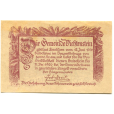 Банкнота 10 геллеров 1920 года Австрия — Вихтенштайн (нотгельд) (реверс)