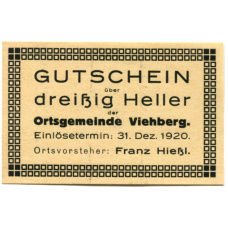 Банкнота 30 геллеров 1920 года Австрия — Виехберг (нотгельд) (аверс)