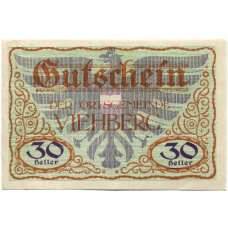 Банкнота 30 геллеров 1920 года Австрия — Виехберг (нотгельд)