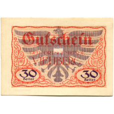 Банкнота 30 геллеров 1920 года Австрия — Виехберг (нотгельд)