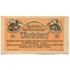 Банкнота 20 геллеров 1920 года Австрия — Фидорф (нотгельд)