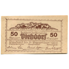 Банкнота 50 геллеров 1920 года Австрия — Фидорф (нотгельд) (реверс)