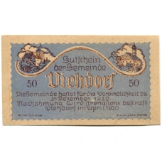 Банкнота 50 геллеров 1920 года Австрия — Фидорф (нотгельд)