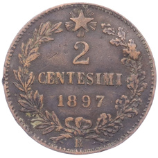 Монета 2 чентезимо 1897 года Италия (аверс)