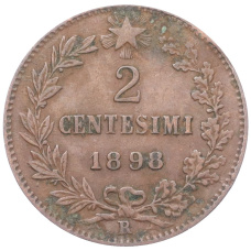 Монета 2 чентезимо 1898 года Италия (аверс)