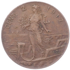 Монета 2 чентезимо 1917 года Италия (аверс)