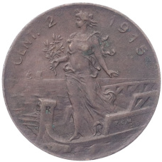 Монета 2 чентезимо 1915 года Италия (аверс)